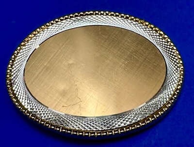 Simple Textured Weave Boarder Two Tone Oval Replacement Belt Buckle Marked W