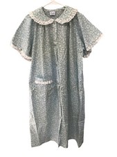 Vintage Carole Size L Granny Gown Lace Ruffle Pearl Snap Nos Nwt