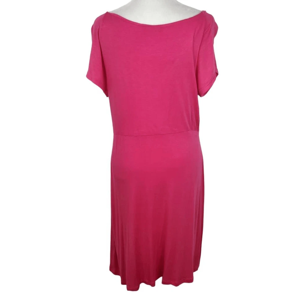 Vestido Cha Cha Vente Rosa Drapeado Tejido Nuevo con Etiquetas Talla XL Fucsia Vestido de Invitada de Boda Foto 2 de 4