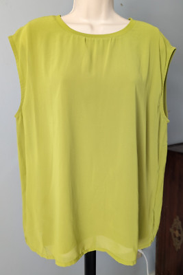 NWT Rafaella Green Sleeveless Tank Top chiffon w/stretch lining L Crew Neck