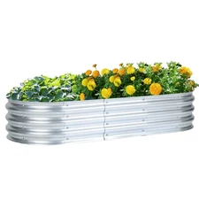 Aoodor 5x2x1FT Outdoor Galvanized Raised Garden Bed Kit Planter Oval Large Boxes
