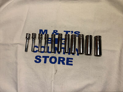 #ad Snap on 11 pc 1 4quot; Drive 6pt Metric Xtra Deep Socket Set 4 14mm No 7mm $175.00