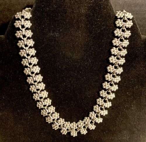Gargantilla GK tono plata Goldberg Kirschman collar llamativo floral vintage - Imagen 2 de 24