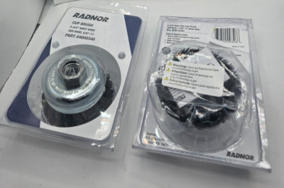 (QTY 2) Radnor Cup Brush 2-3/4'' Knot Wire .020 Wire 5/8''-11 Steel 64000346