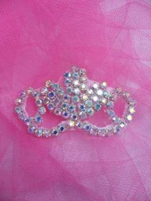 ACT/XR243/B Rhinestone Crystal Aurora Borealis Elegant Tiara Applique 2.75"