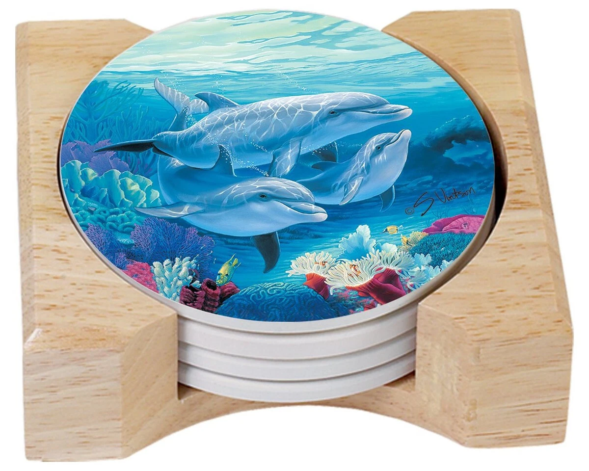 Counter Art Dolphin Family Stone Coasters