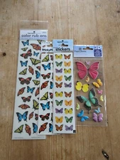 4pks BUTTERFLIES PAPER HOUSE PRODUCTIONS puffy stickers, rub-ons-NIP