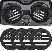 4 Pcs Car Cup Holder Coasters American Flag US Flag Insert Car Cup Coaster