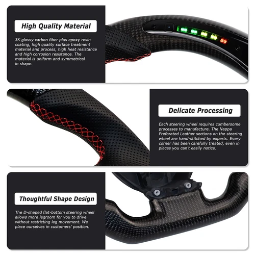 Volante LED de fibra de carbono para Chevrolet Corvette C7 2014-2018 2019 13,4 pulgadas - Imagen 6 de 6