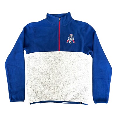 47 Brand New England Patriots Fleece Jacket 1/2 Zip Retro Logo Blue Size M  NEW
