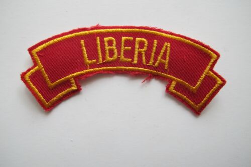 #6733 LIBERIA Word Tag Embroidery Sew On Applique Patch - Afbeelding 1 van 1