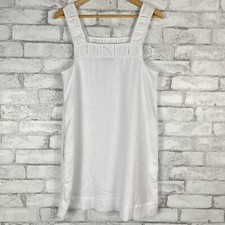 MADEWELL NWT Women's Embroidered Linen Tank Eyelet White Mini Dress sz 6 NQ595