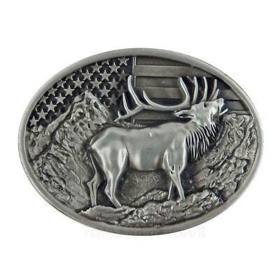 Western Cowboy Belt Buckle Deer & Flag Antler Skull Zinc Alloy 1.5in Leather Belt With Deer - Etsy main image 4