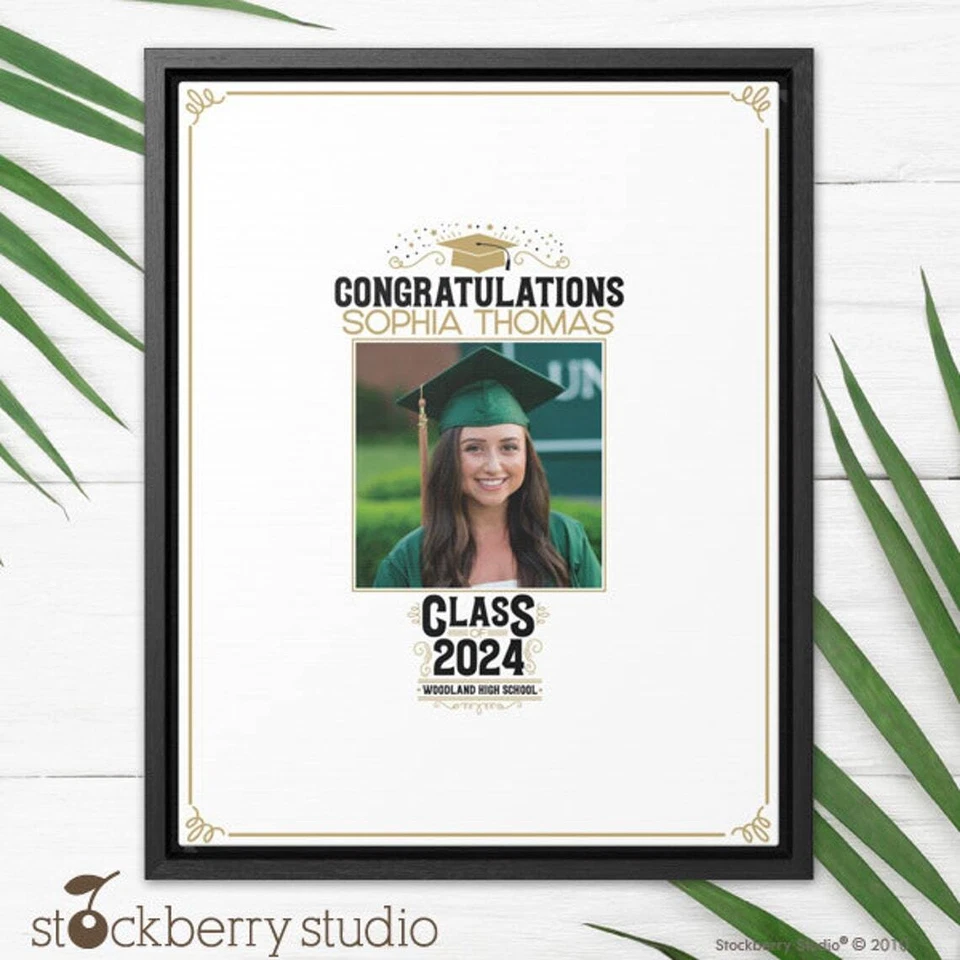 Impresión en lienzo alternativa personalizada libro de visitas de graduación clase de 2025 Foto 3 de 4