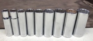 Craftsman 1/2” Drive 12pt Deep Well Socket 9pc Set SAE 1/2 To 1” Made In USA