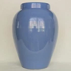 Lg Antique Robinson Ransbottom Pottery Co Roseville Blue Oil Jar Floor Vase 15"