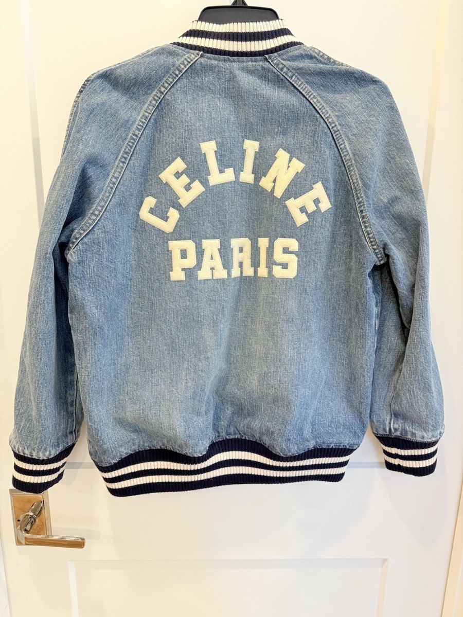 CELINE PARIS デニム テディジャケット2025SS size M Celine Denim Teddy Jacket With CELINE PARIS Patch In Ocean Breathe