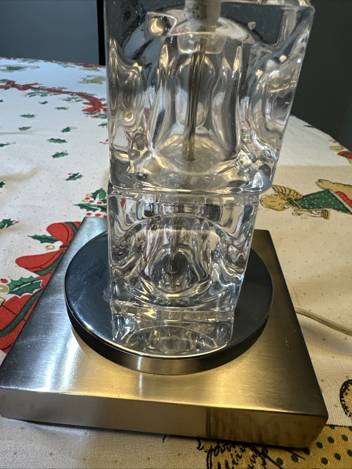 28 Inch Table Lamp, Crystal Stand, White Rectangular Shade, - Image 2 of 4