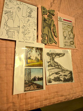 Lot de timbres scène photopolymère Hello Bluebird fond, nature arbres paysages