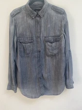 Rails Long Sleeve Shirt Western Cowboy Snap Button Gray Women’s Medium