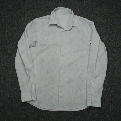Lululemon Shirt Men Medium White Gray Airing Easy Performance Long Sleeve Button