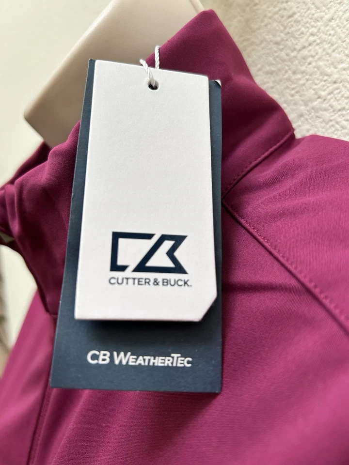 Chaqueta Cutter & Buck Navigate Softshell Cremallera Completa Borgoña WeatherTech Pequeña NUEVA Foto 3 de 4