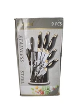 9 Pc Balie Multi-Purpose Kitchen Knife Set w/ 360-Degree Rotating Acrylic Stand