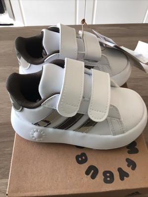 Adidas Grand Court CF Shoes Kids Baby Sneakers White Olive