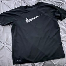 Nike Dri-FIT Mens Black Short Sleeve UPF 40 Camo Swoosh Training Shirt XL