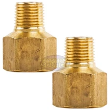 2 Pack 1/4" FNPT 1/8" MNPT Pipe Adapter Brass Pressure Gauge Connector Extender
