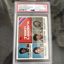 1975 Topps Milwaukee Bucks Team Leaders #126  Kareem Abdul-Jabbar. PSA 5 EX. 