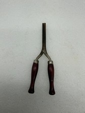 Vintage Curling Iron Metal With Red Wood Handles