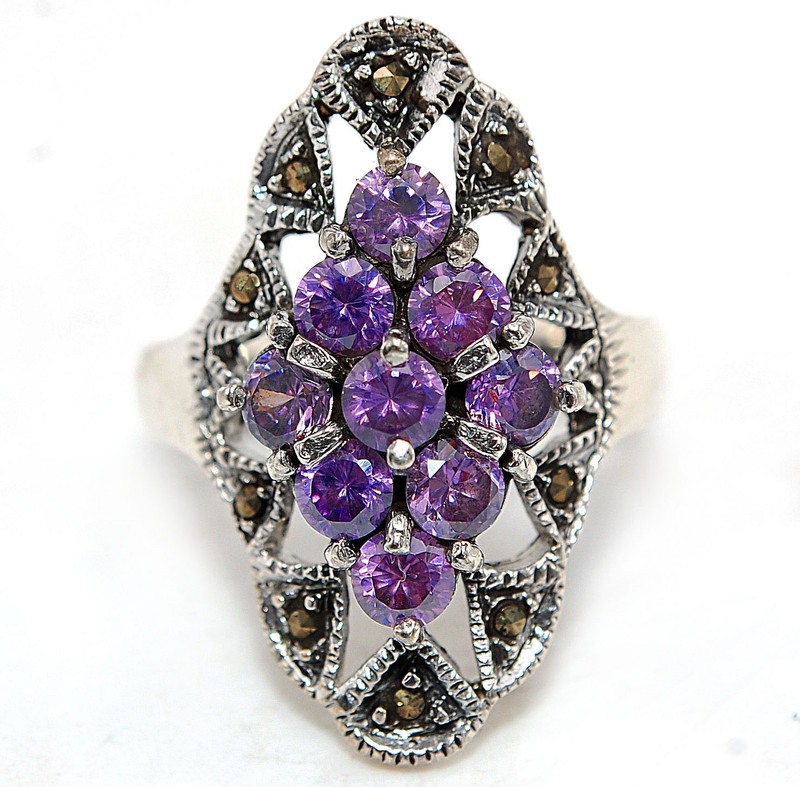 2CT Amethyst 925 Solid Genuine Sterling Silver Ring Sz 9 NF1-2