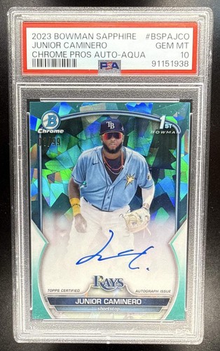 Junior Caminero [Aqua] #BSPA-JCO 2023 Bowman Chrome Sapphire Autographs card