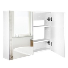 HOMCOM Bathroom Mirror Cabinet Wall Mounted, 80 x 15 x 60 cm, White