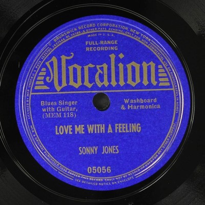 SONNY JONES: Love Me With A Feeling / Dough Roller VOCALION Single 78 RPM E+ 10''