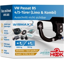 Hook Anhängerkupplung abnehmbar für VW Passat 3B5 Kombi 3B 3B2 Limo 96-00 13pol