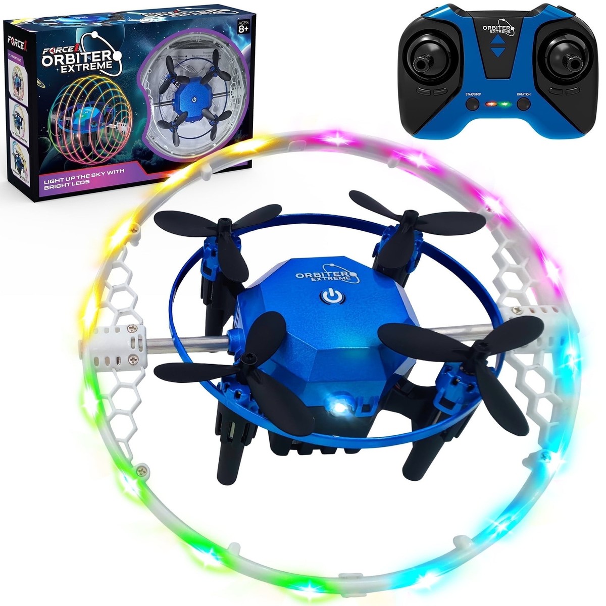 Force1 F1-ORBEXT-BLU Remote Control Drone Toy, Orbiter Extreme 360