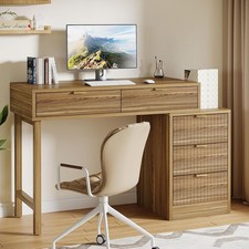 Escritorio de ordenador reversible con 5 cajones de madera pequeño escritorio de oficina mesa de escribir