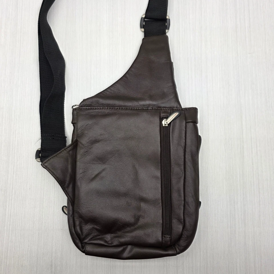 Bandolera de cuero Travelon marrón antirrobo cartera de hombro Foto 2 de 4