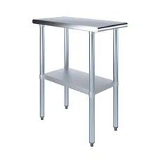 AMGOOD Kitchen Utility Table 15" W, Stainless Steel W/ Adjustable Bottom Shelf