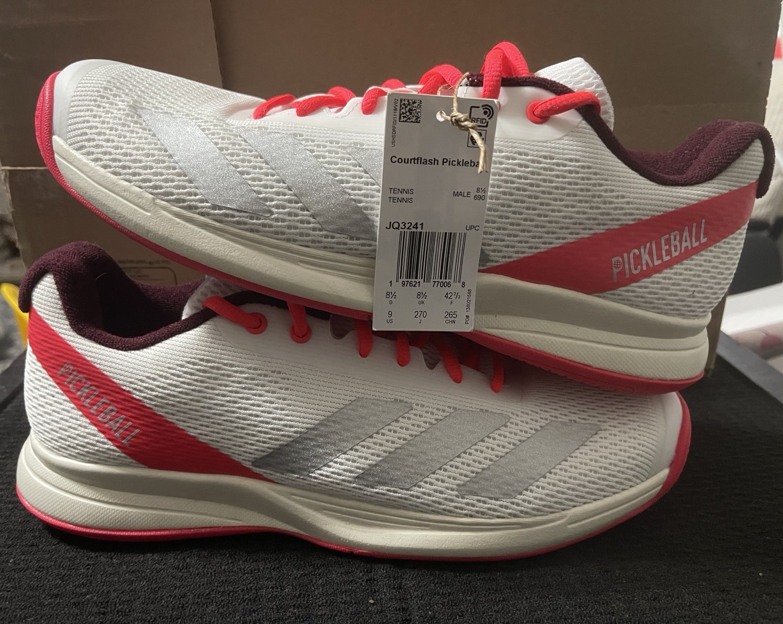 Men Us 9 White Red Silver Maroon