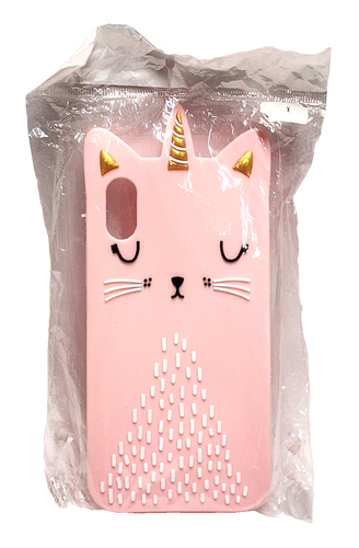 Neu iPhone X/XS 5,8" Hülle süß rosa & gold Einhorn Katze Katze weich Silikon weiß - Bild 1 von 20