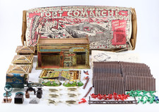 Vintage T. Cohn Superior Fort Comanche Tin Litho Playset with Figures