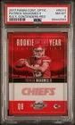 2017 Panini Optic PATRICK MAHOMES R.O.Y. Contenders RED /49 PSA 8 NM-MT ROOKIE