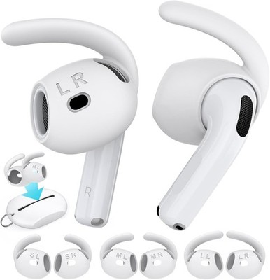 AhaStyle Ear Hooks for AirPods 4th Gen 3 Pairs Silicone Anti Slip White