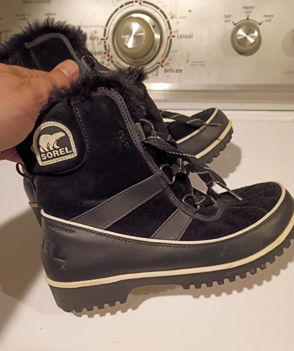 Sorel Waterproof Faux Fur Lined Mid-Calf Black Snow Boots US 7.5