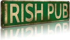 KooLL Irish Pub Tin Sign, Aluminum Slim Sign Street Funny Metal Green