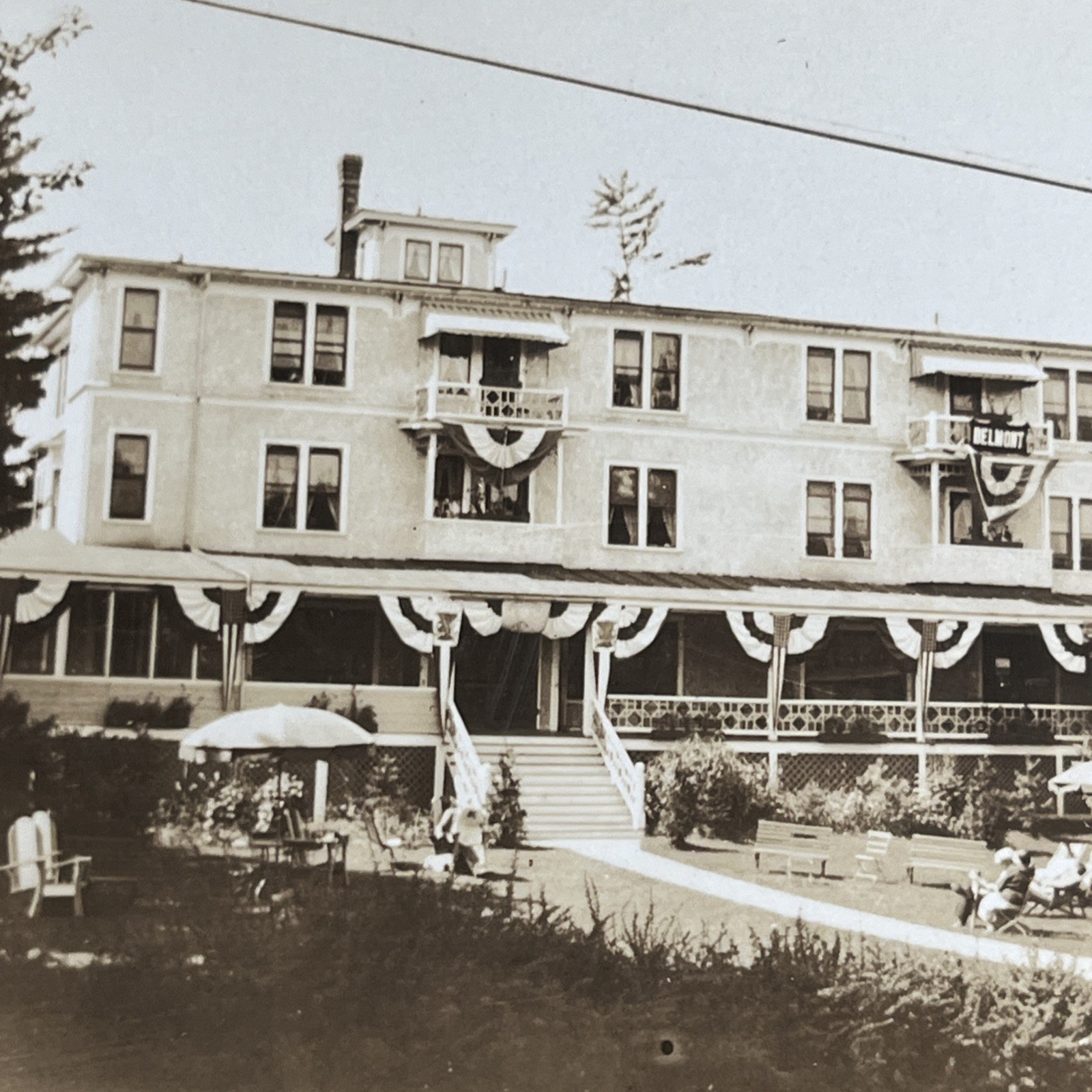 Vintage Snapshot The Belmont Hotel 1930's Lake Placid NY Street View -- E1