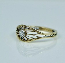 Art Deco Filigree Bezel Set Ring 14K Yellow Gold Plated 2.1 Ct Simulated Diamond
